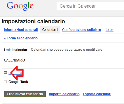 Scelta del calendario 